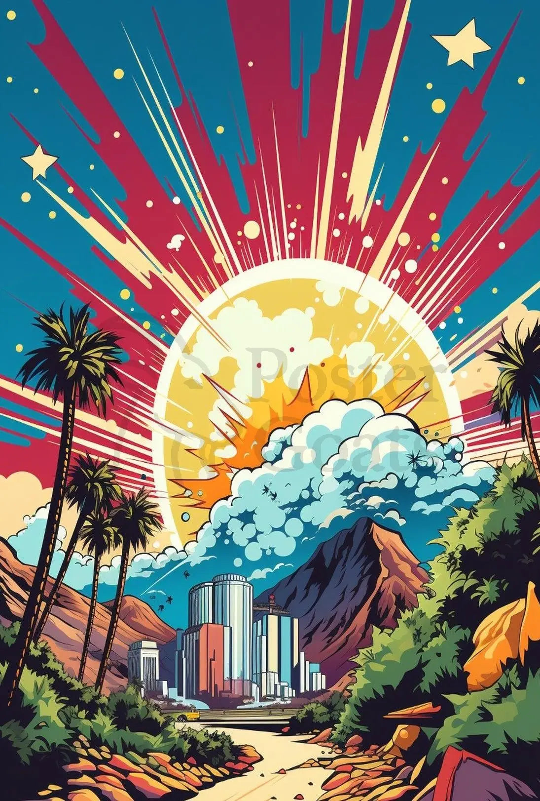 Retro-Futuristic Cityscape Pop Culture Poster PosterGoat