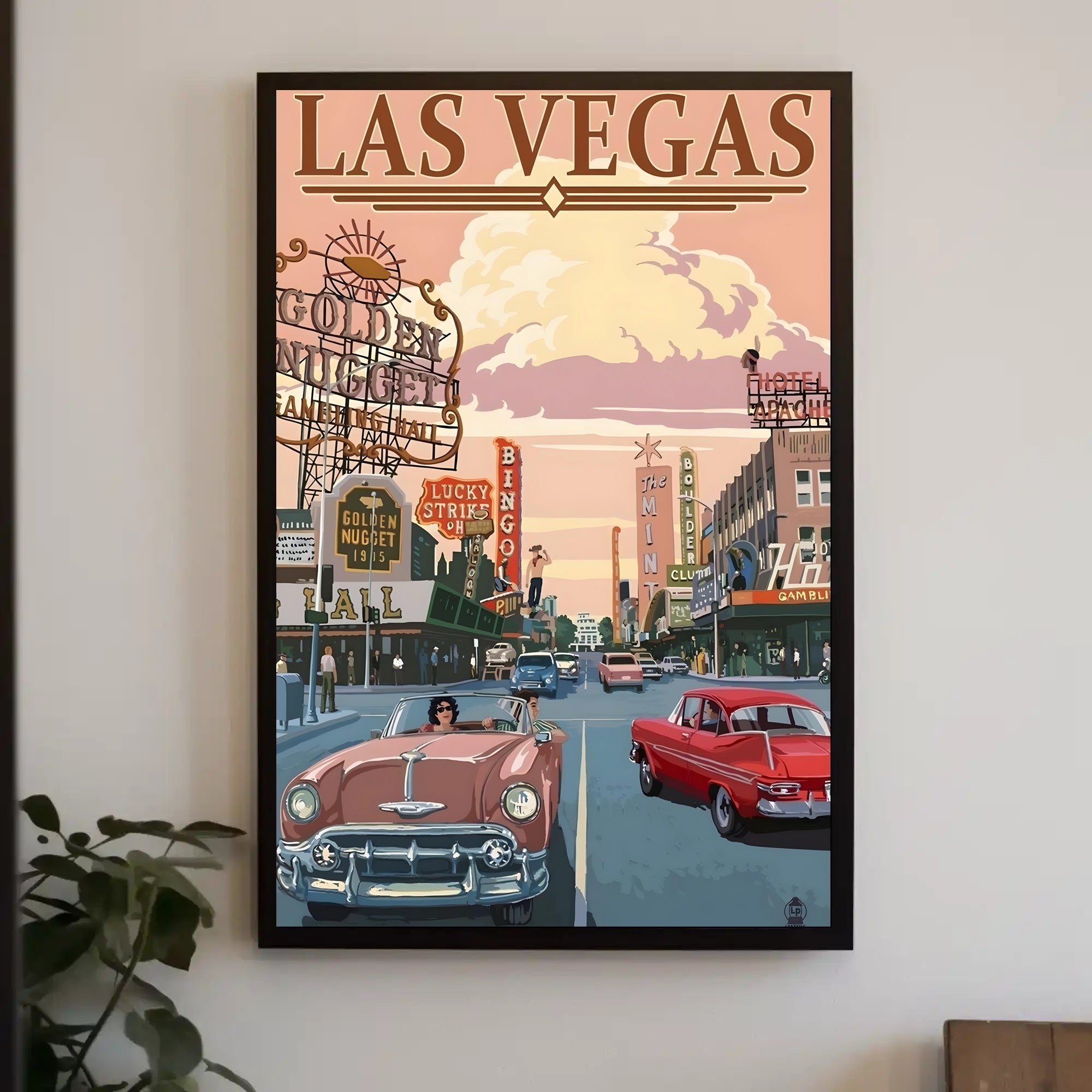 Retro Las Vegas Scene Mid-Century Travel Poster PosterGoat