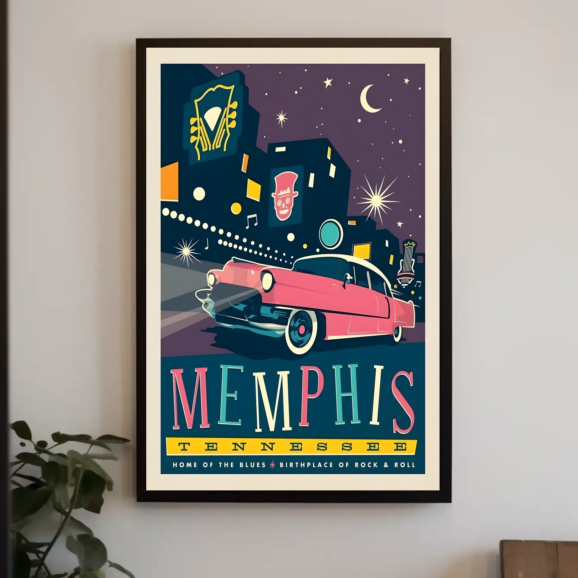 Retro Memphis Nightlife Travel Poster PosterGoat