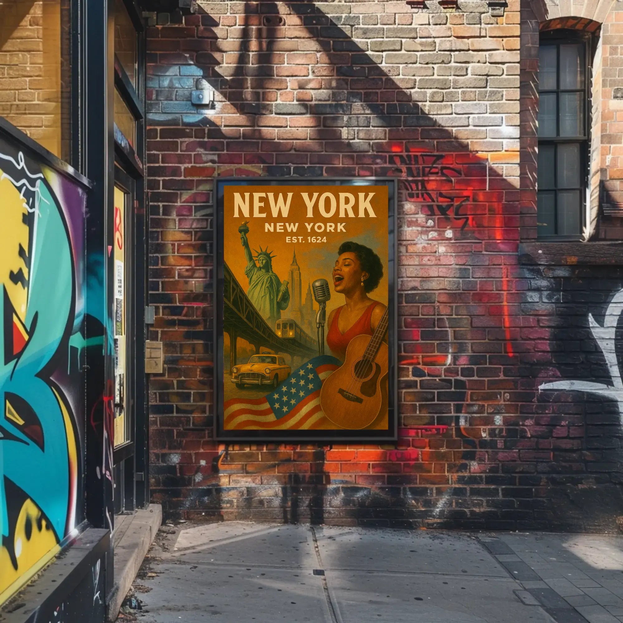 Retro New York City Vibes Cultural Heritage Poster PosterGoat