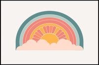 Retro Sunrise Illustration: Artistic Abstract Poster PosterGoat