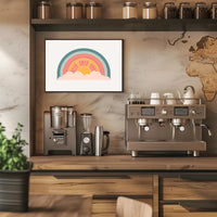 Retro Sunrise Illustration: Artistic Abstract Poster PosterGoat