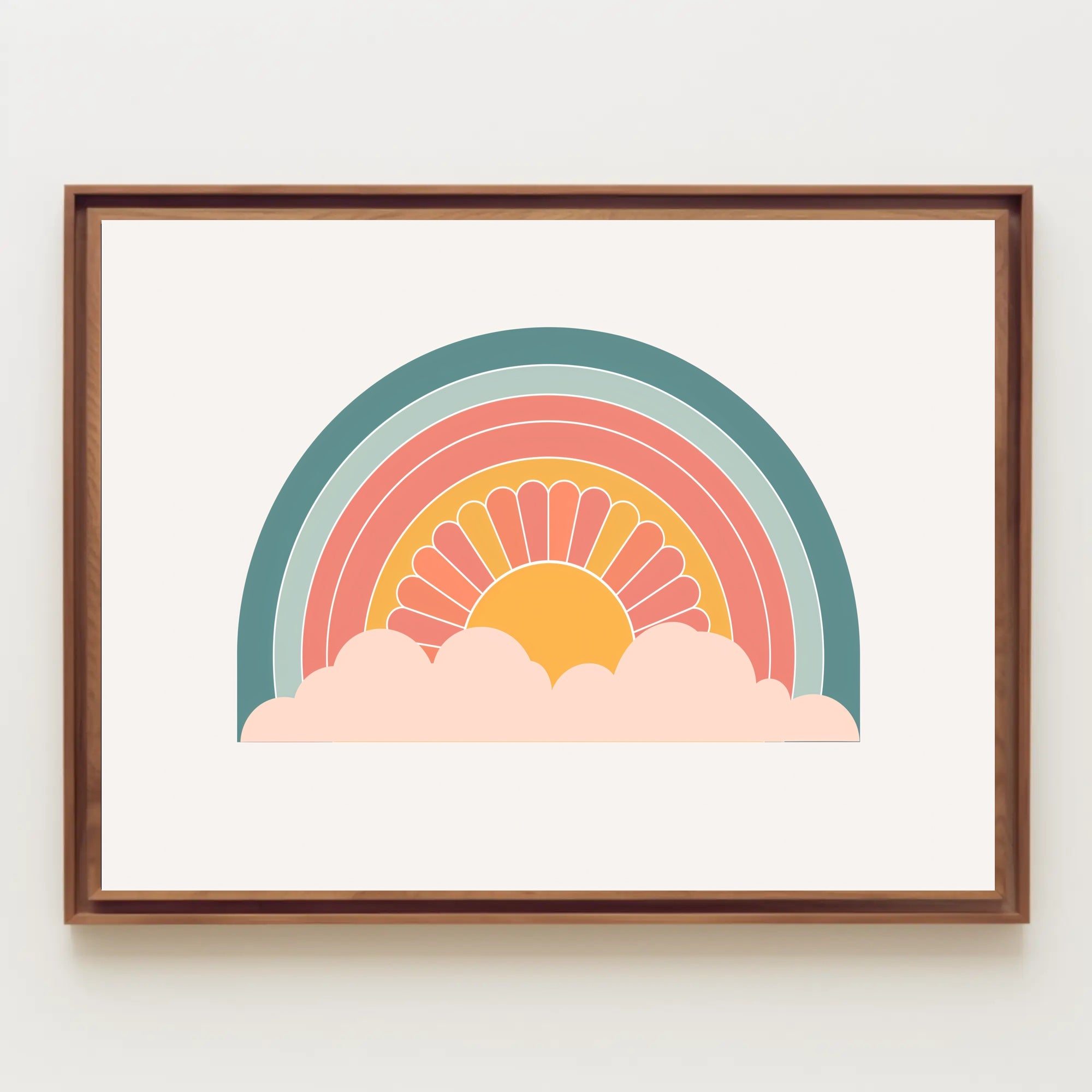 Retro Sunrise Illustration: Artistic Abstract Poster PosterGoat