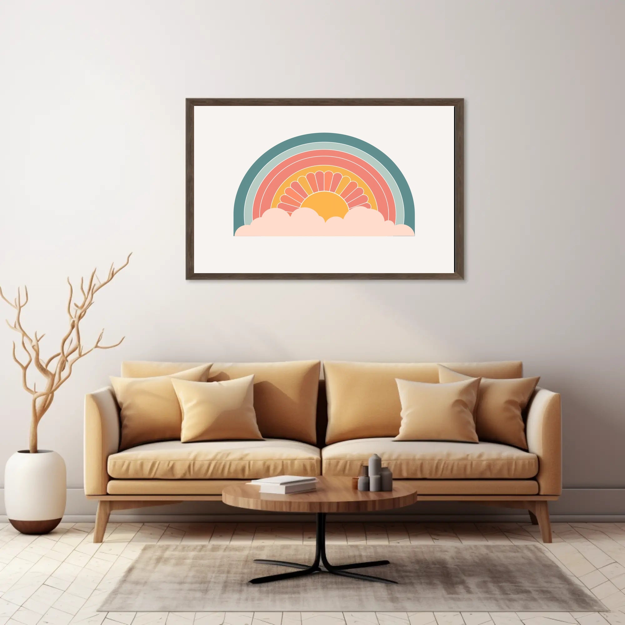 Retro Sunrise Illustration: Artistic Abstract Poster PosterGoat