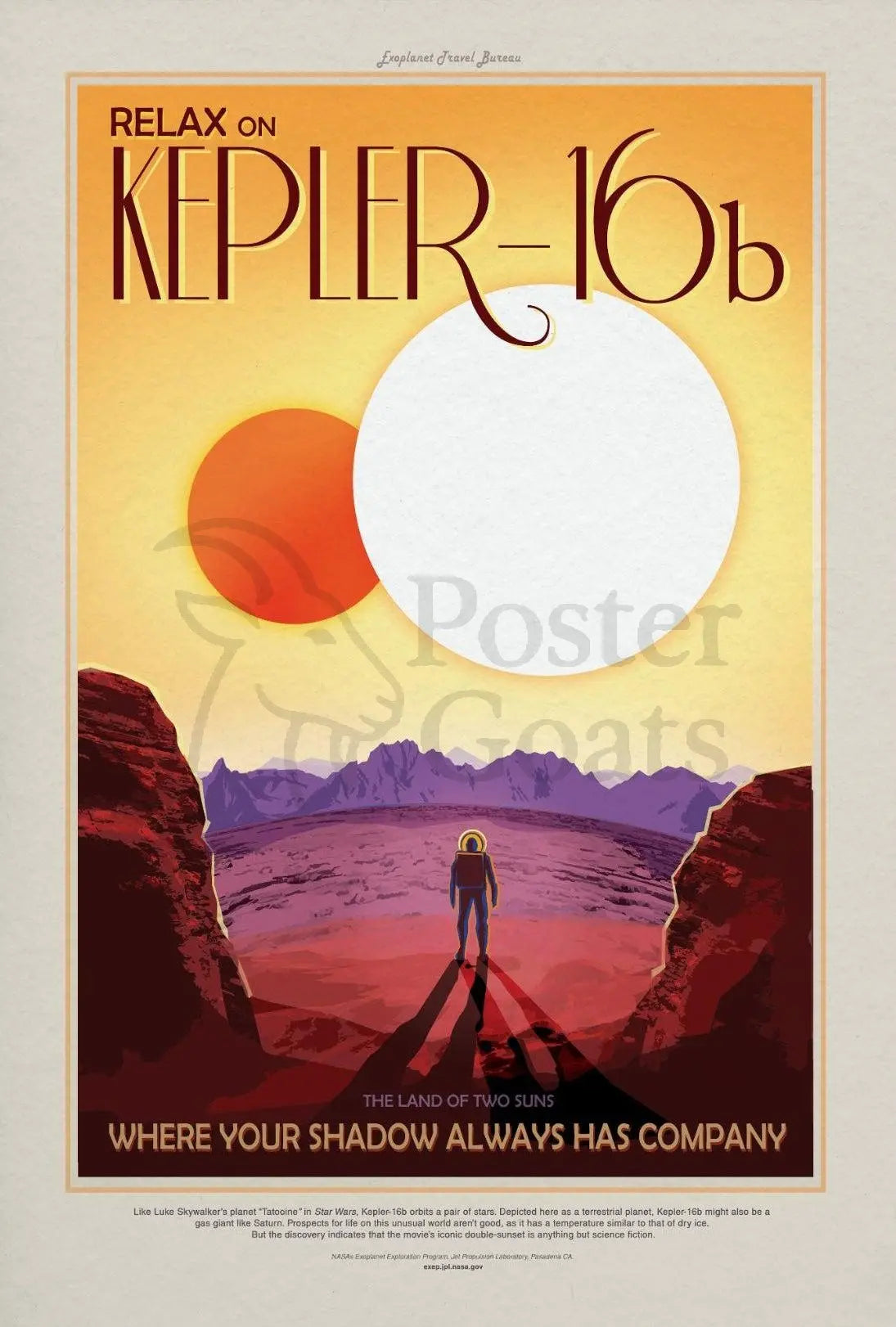 Retro Travel Adventure on Kepler-16b Futuristic Sci-Fi Poster PosterGoat