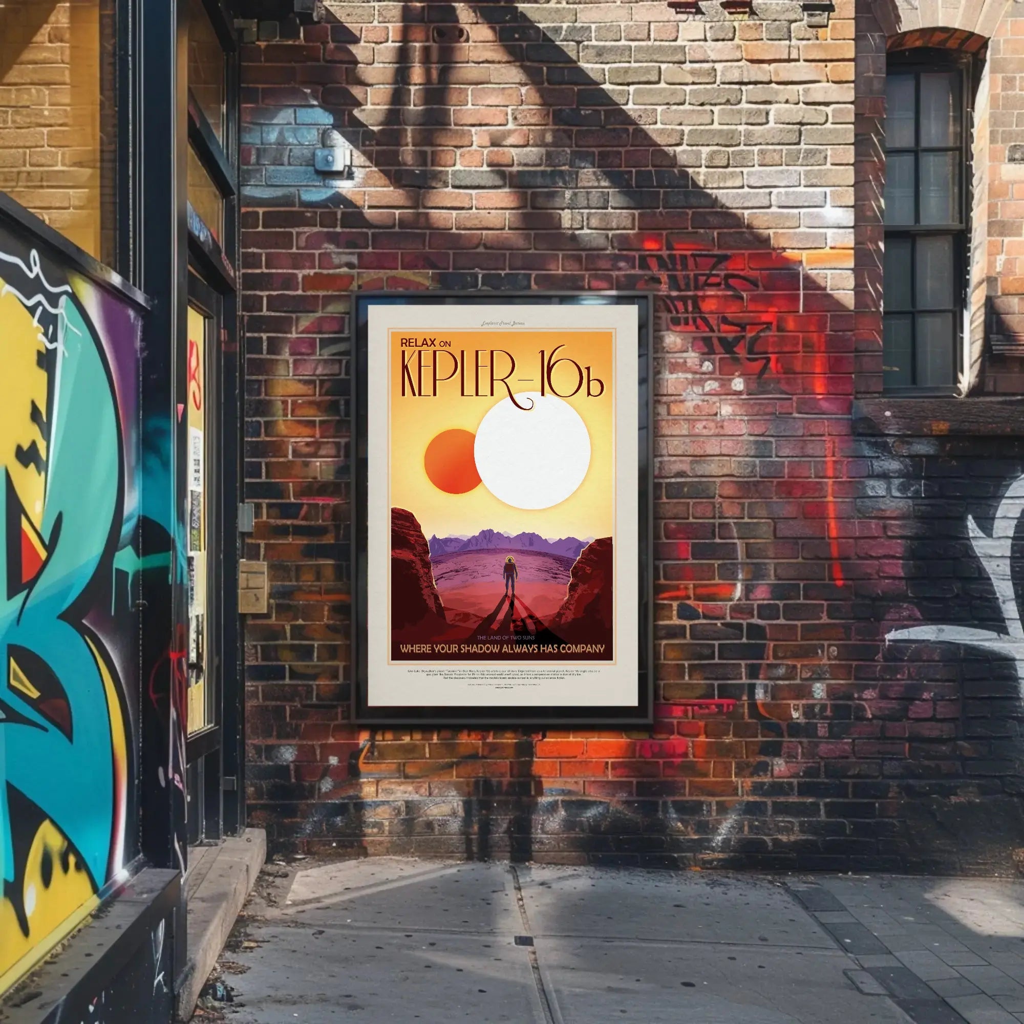 Retro Travel Adventure on Kepler-16b Futuristic Sci-Fi Poster PosterGoat