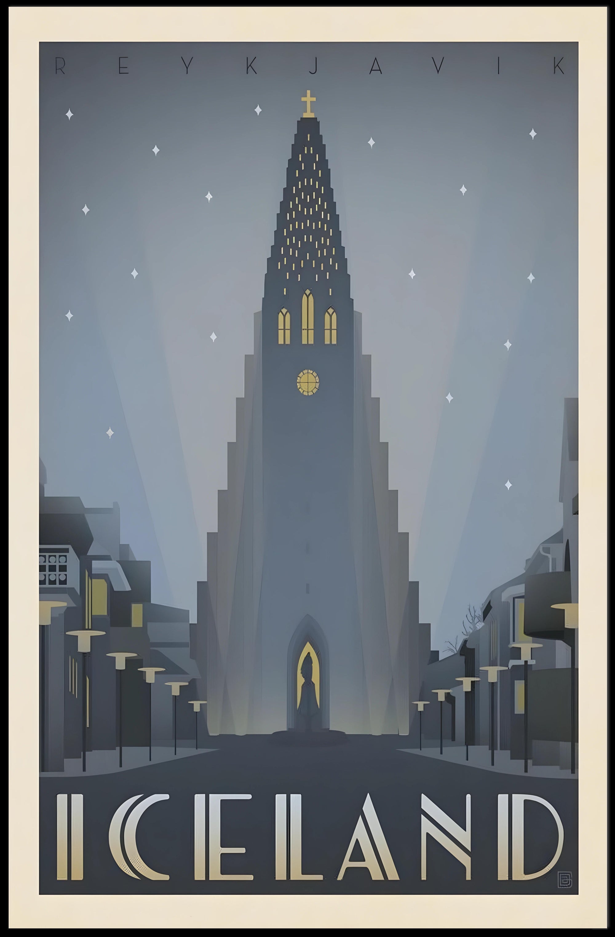 Reykjavik Twilight Cathedral Poster PosterGoat