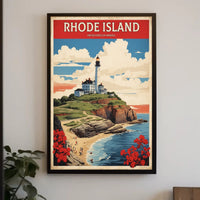 Rhode Island Coastal Lighthouse Vintage Travel Poster PosterGoat