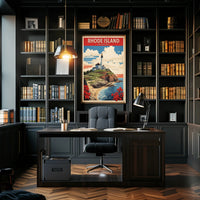 Rhode Island Coastal Lighthouse Vintage Travel Poster PosterGoat