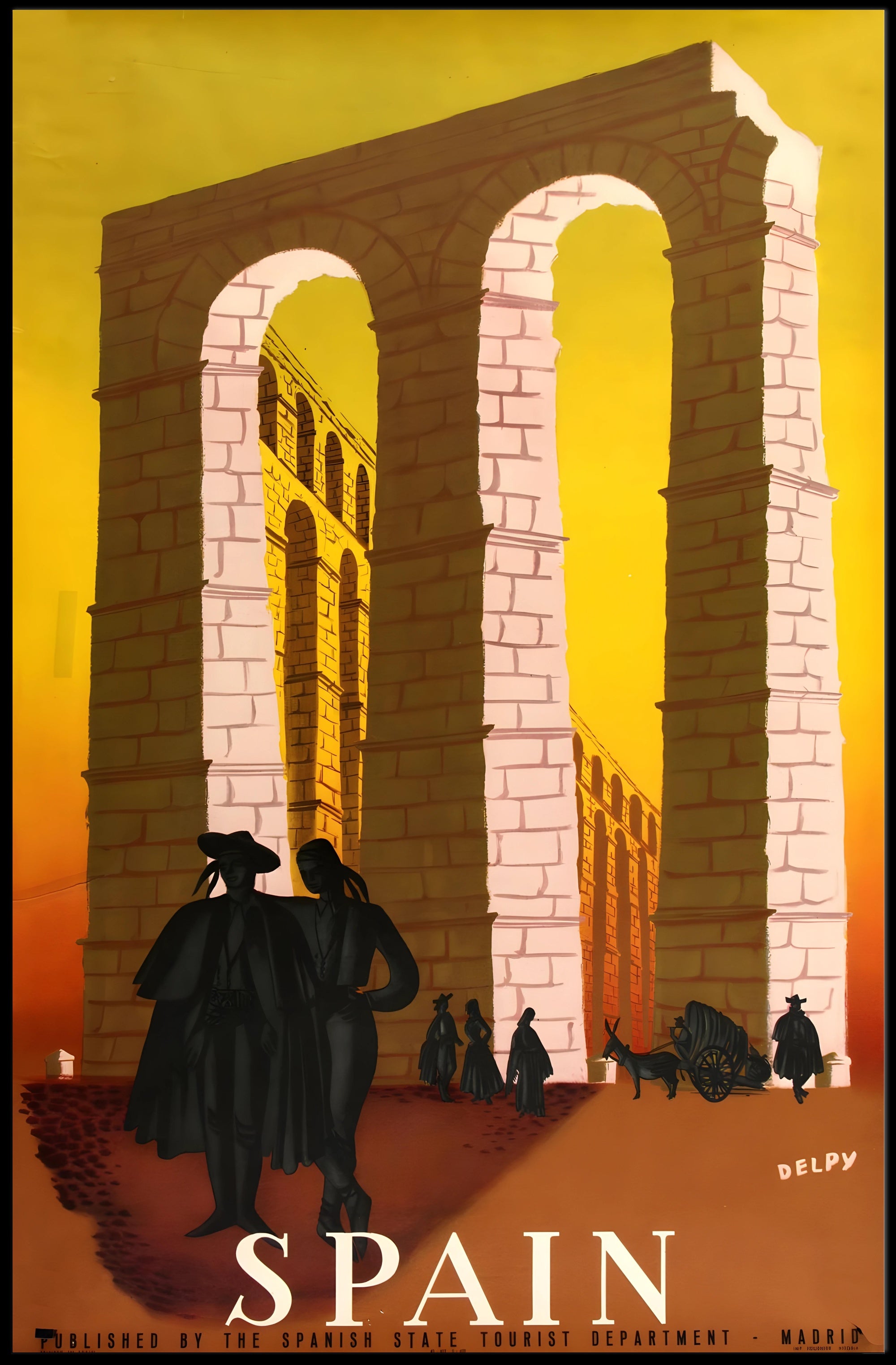 Roman Aqueduct Travel Poster by DELPY in Warm Earthy Tones PosterGoat
