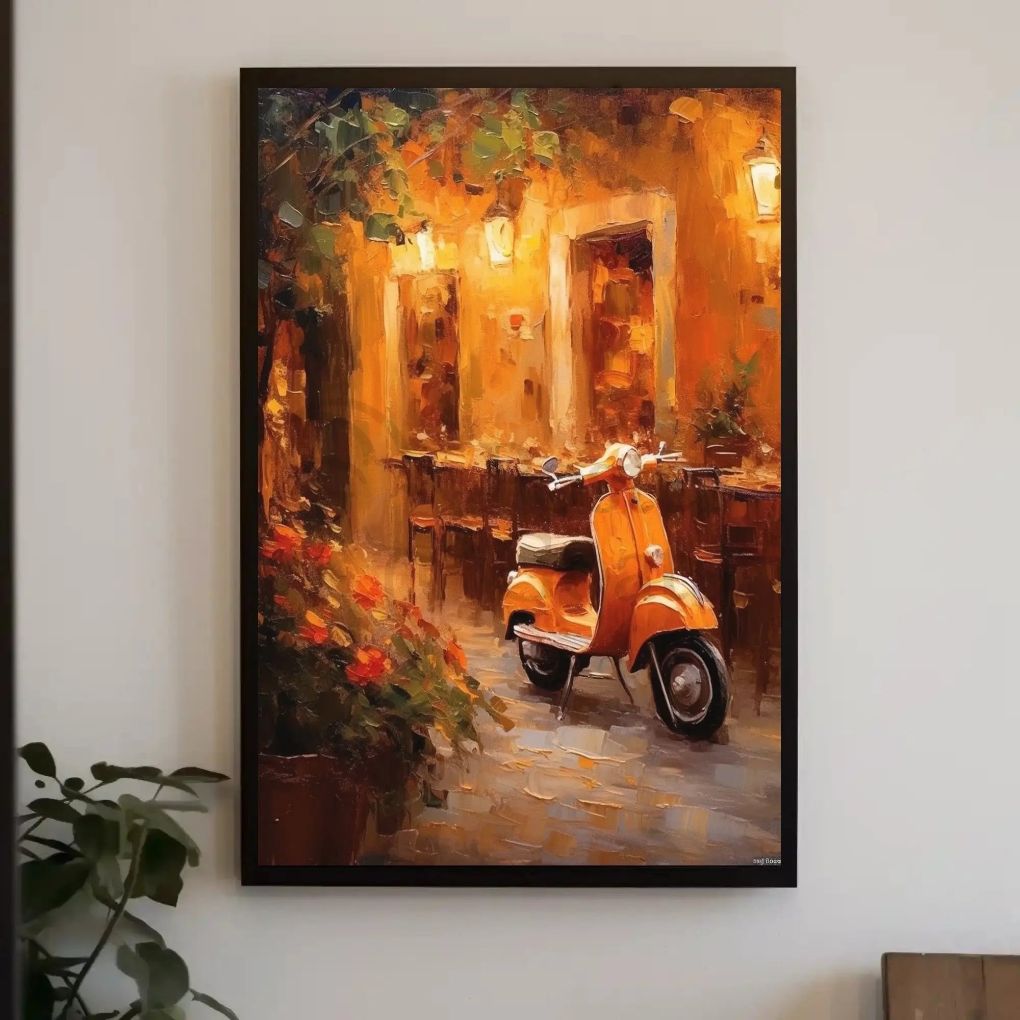 Romantic European Cafe Scene Imparts Nostalgia - Artistic Poster PosterGoat