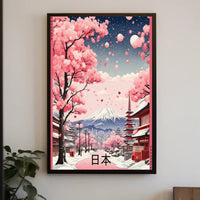 Romantic Japanese Cherry Blossom Scene Cultural or Heritage Poster PosterGoat