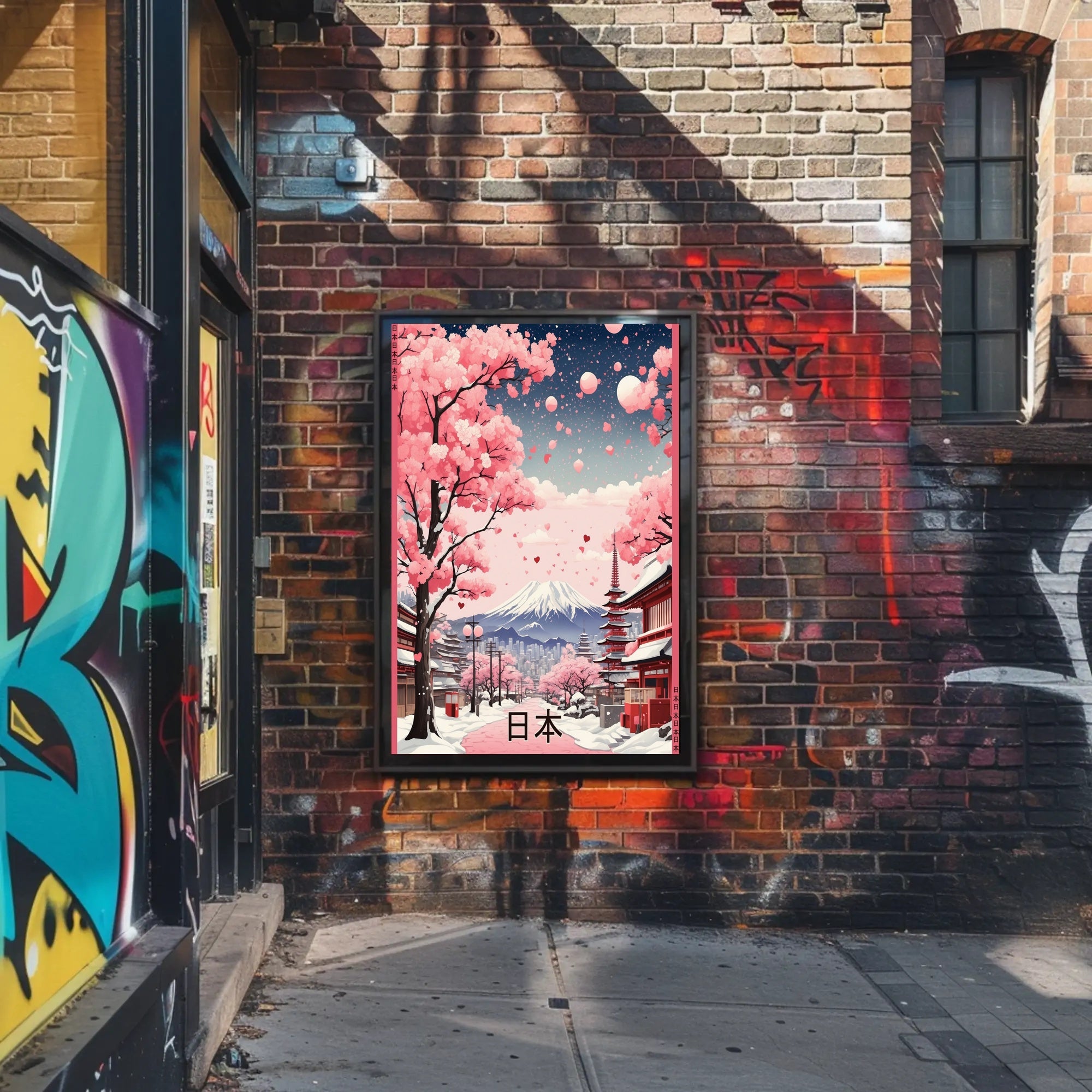 Romantic Japanese Cherry Blossom Scene Cultural or Heritage Poster PosterGoat