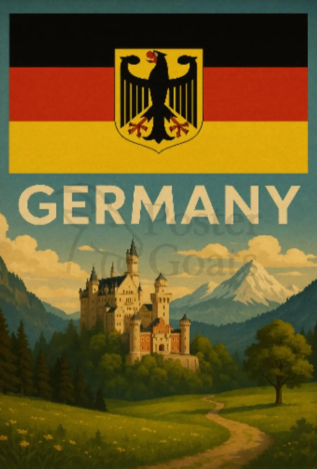 Romanticized German Castle Scenic Landscape Travel Poster PosterGoat