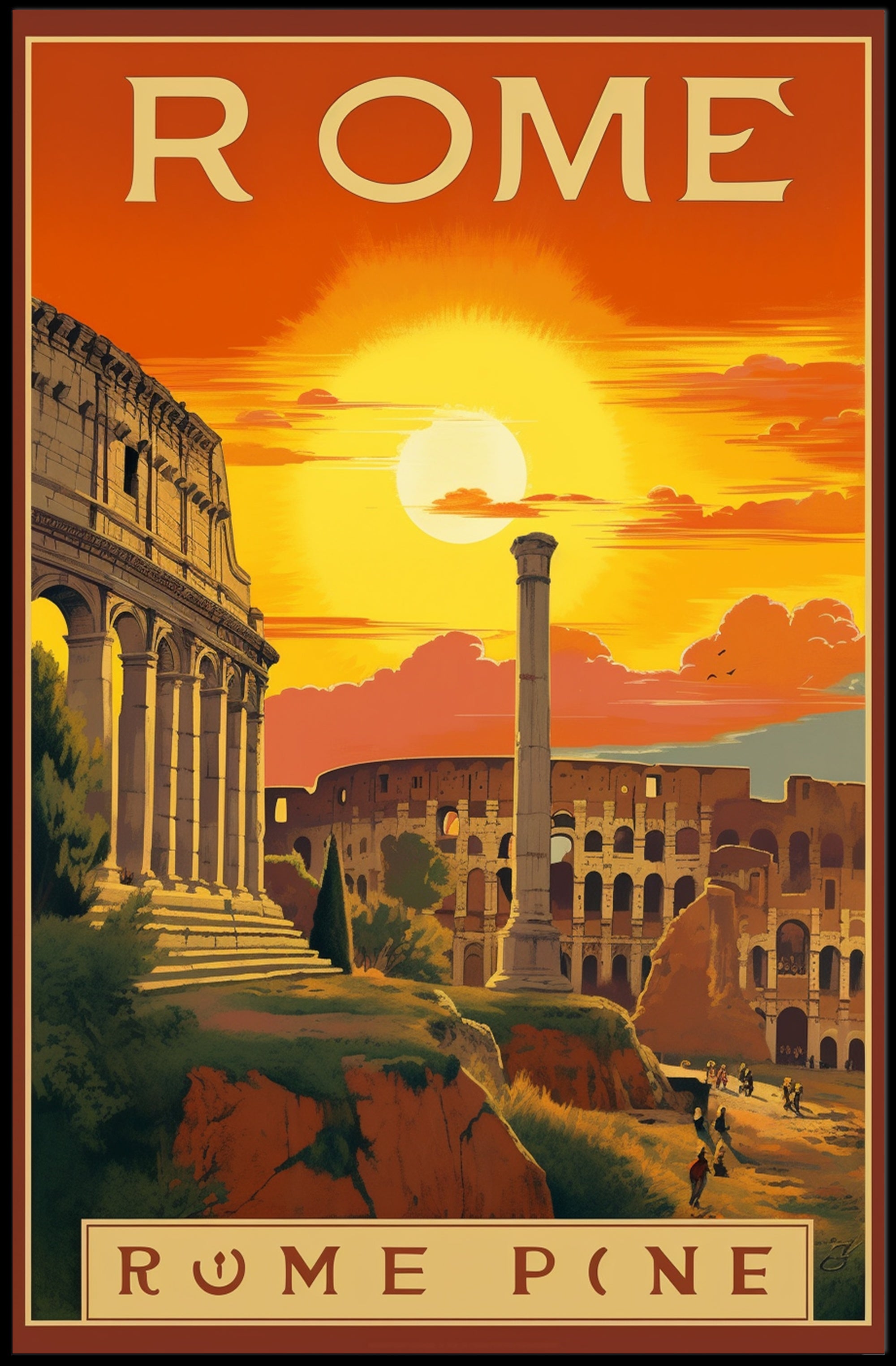 Rome Colosseum Travel Poster with Vintage Nostalgic Aesthetic PosterGoat