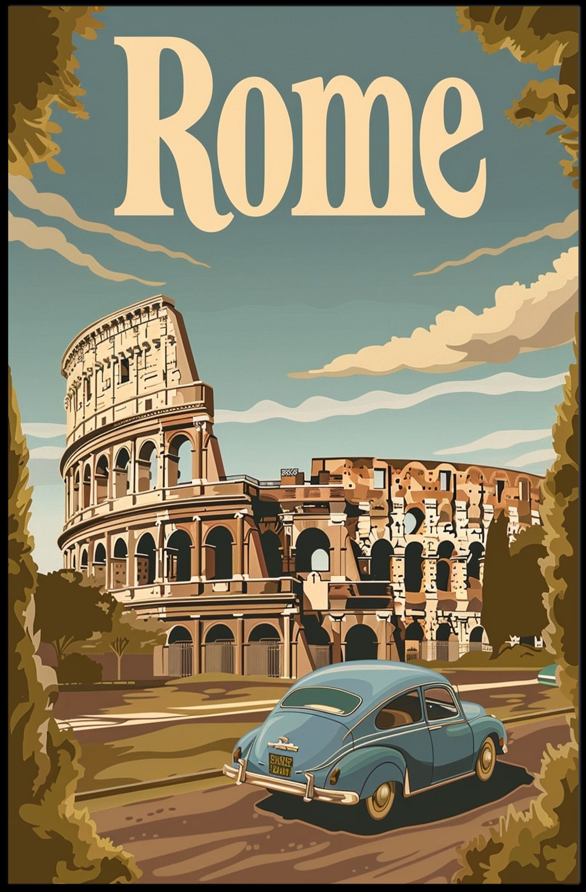 Rome Colosseum Vintage Travel Poster PosterGoat