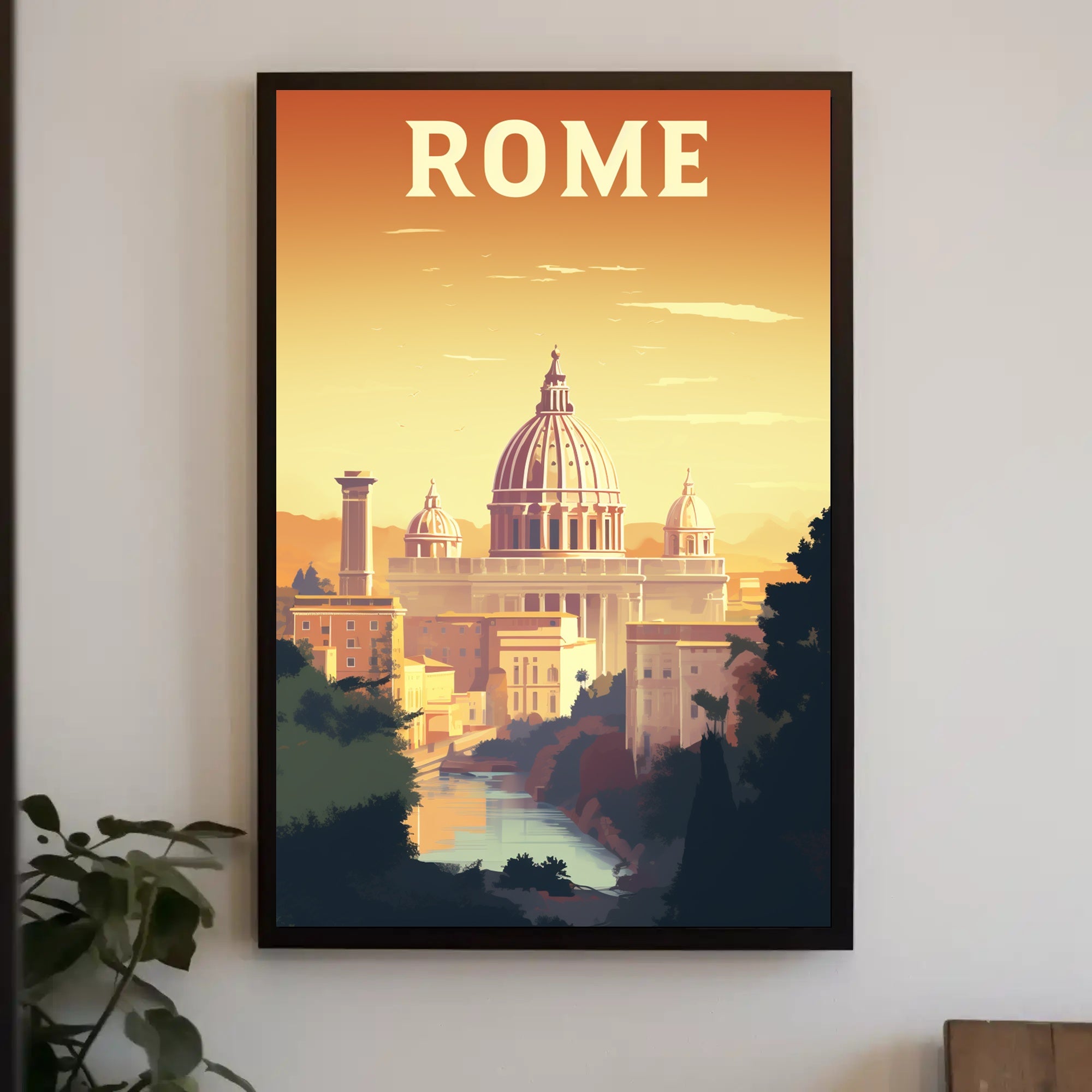 Rome's Golden Glow Travel Poster PosterGoat