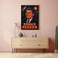 Ronald Reagan Ambition Neon Art Historical or Presidential Poster PosterGoat