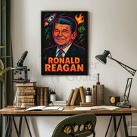 Ronald Reagan Ambition Neon Art Historical or Presidential Poster PosterGoat