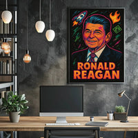 Ronald Reagan Ambition Neon Art Historical or Presidential Poster PosterGoat