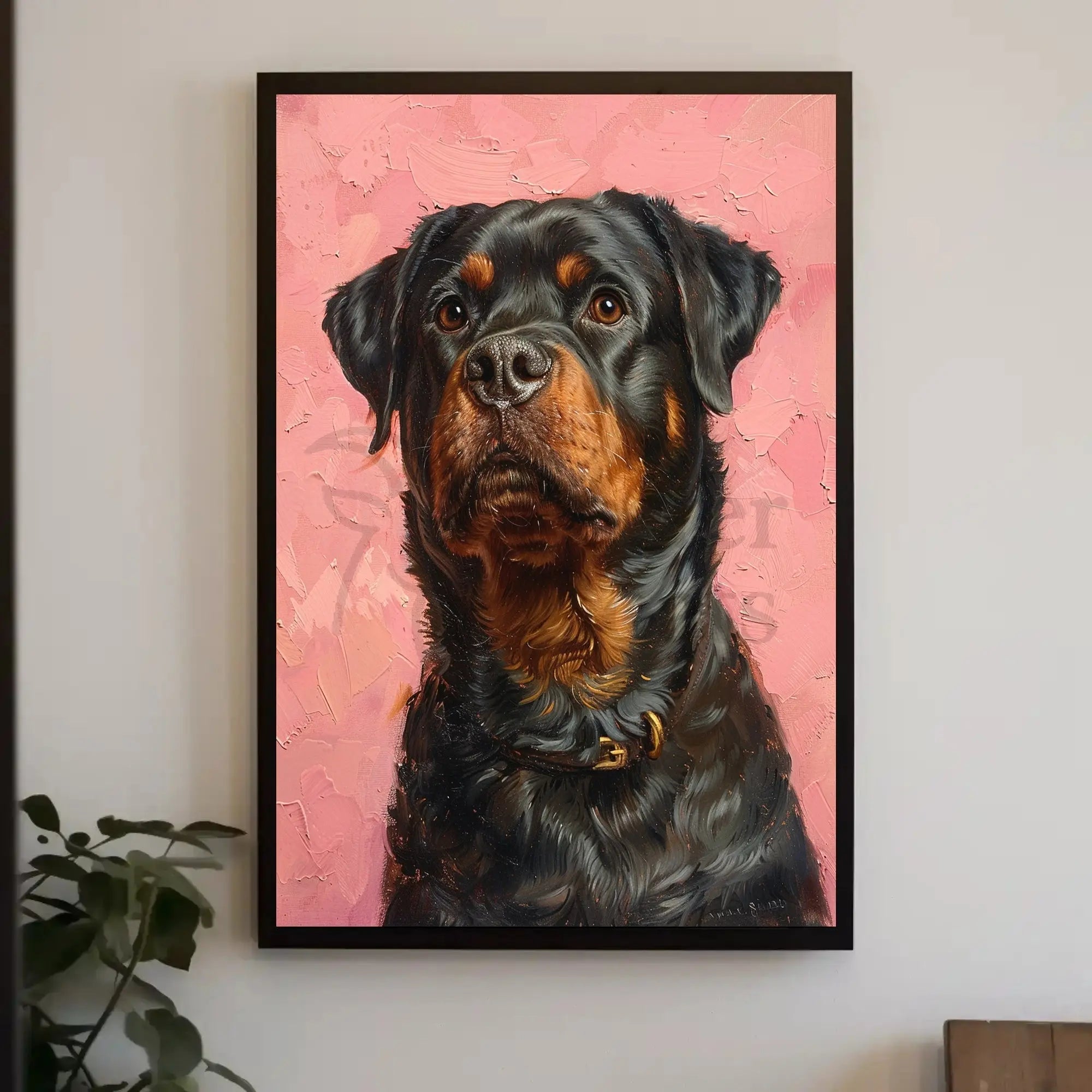 Rottweiler Realism in Pastel Art Dog Breed Poster PosterGoat