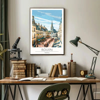 Rouen Street Scene European Cityscape Travel Poster PosterGoat