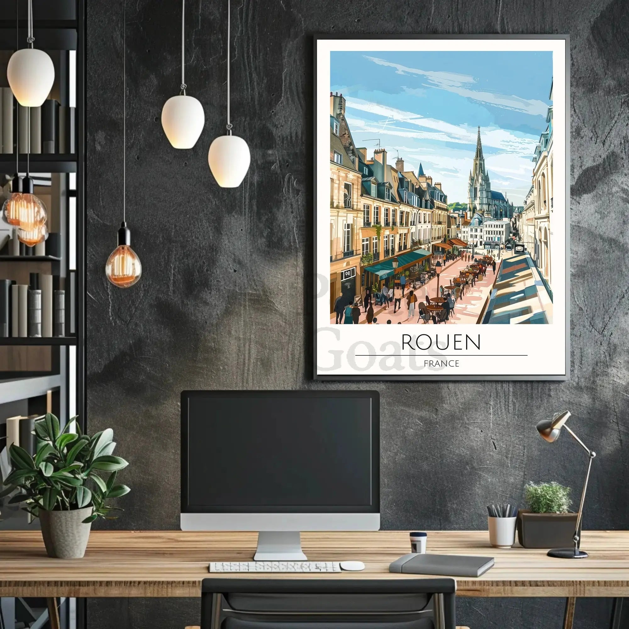 Rouen Street Scene European Cityscape Travel Poster PosterGoat