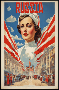 Russian Heritage Art: Vibrant Patriotic Woman Poster PosterGoat