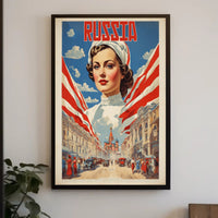 Russian Heritage Art: Vibrant Patriotic Woman Poster PosterGoat