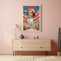 Russian Heritage Art: Vibrant Patriotic Woman Poster PosterGoat