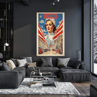Russian Heritage Art: Vibrant Patriotic Woman Poster PosterGoat