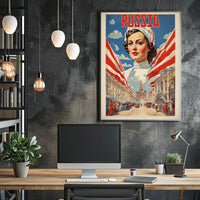 Russian Heritage Art: Vibrant Patriotic Woman Poster PosterGoat