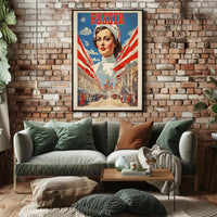 Russian Heritage Art: Vibrant Patriotic Woman Poster PosterGoat