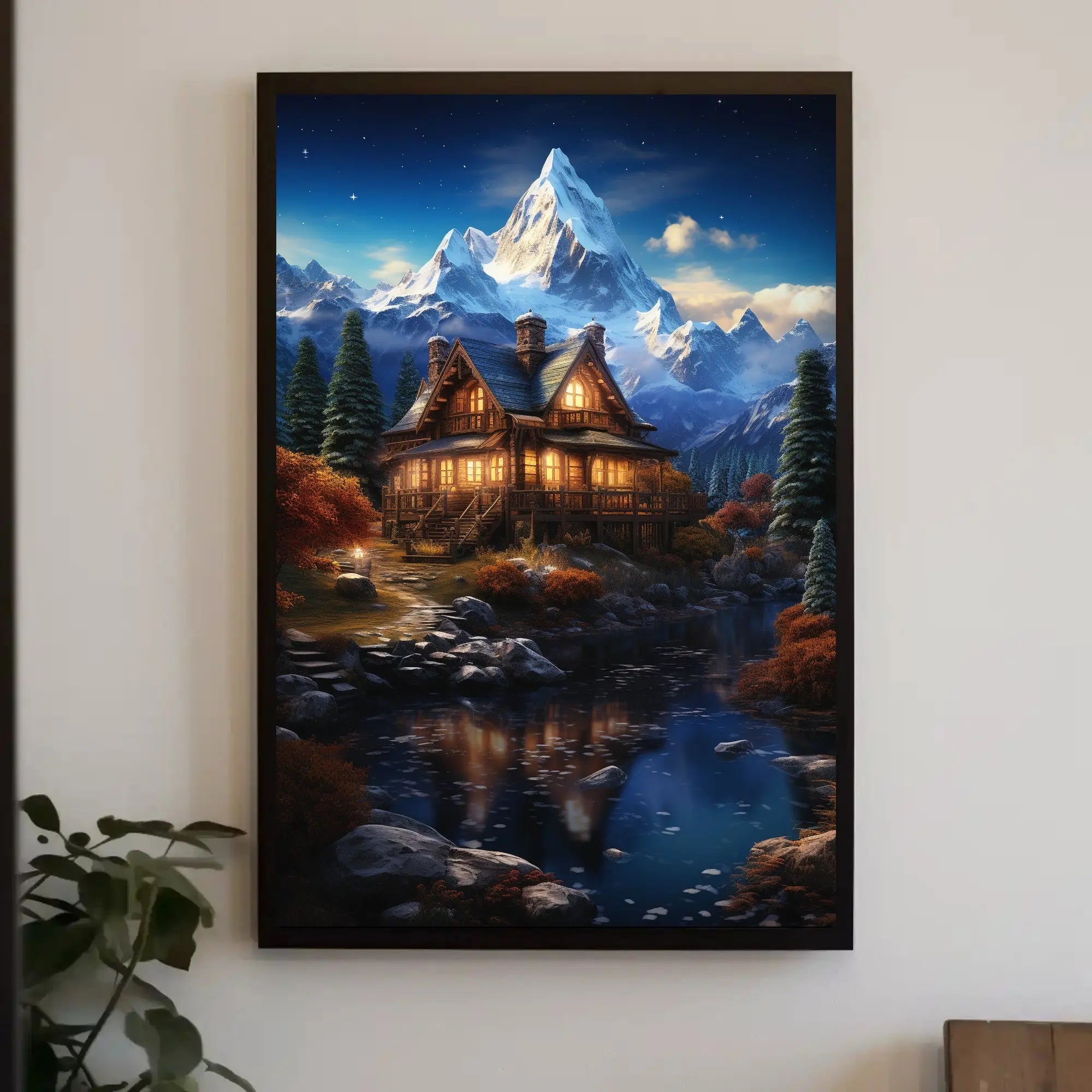 Rustic Cabin Autumn Scene Art National Park Poster PosterGoat