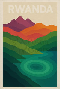 Rwanda's Serene Landscapes Modern Travel Poster PosterGoat