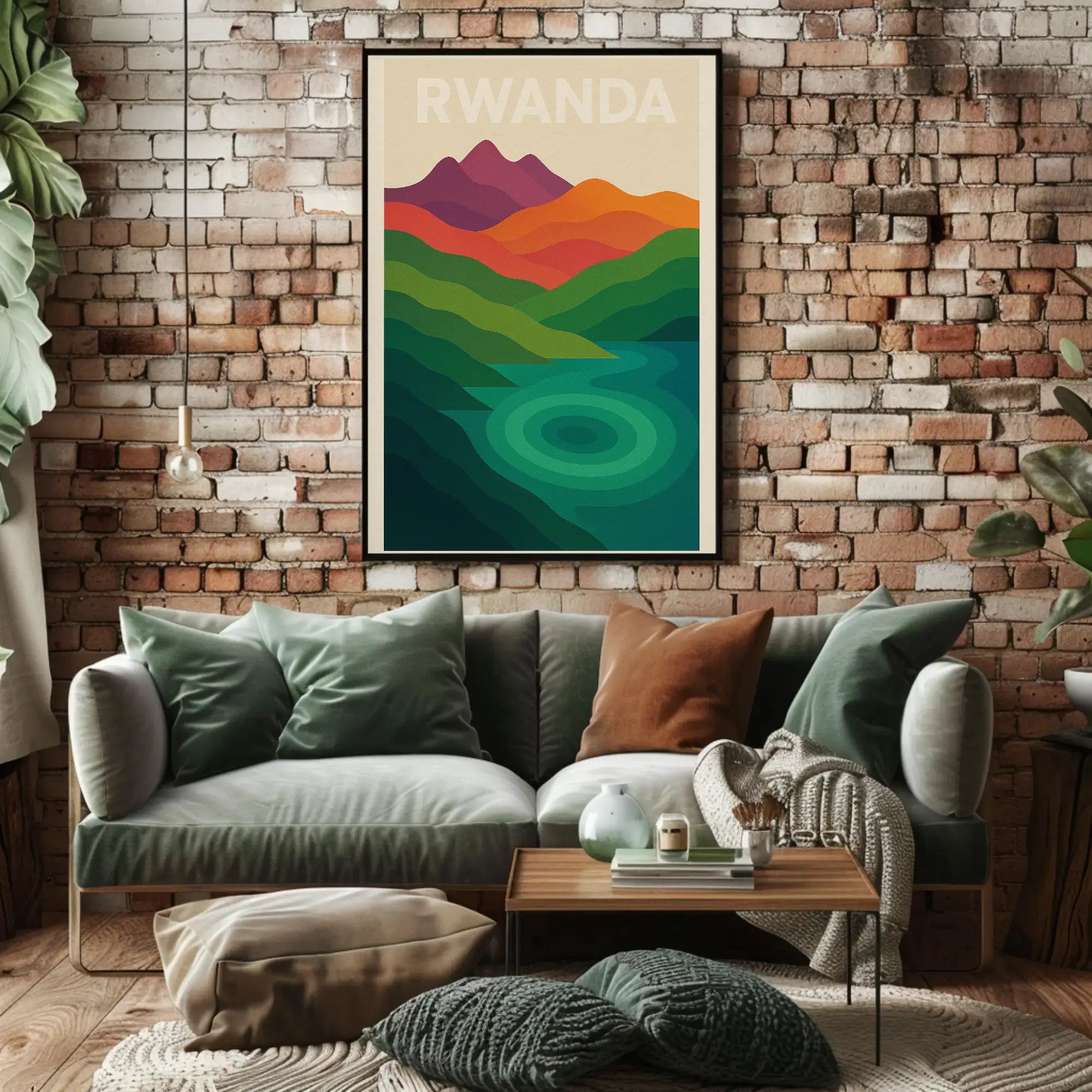 Rwanda's Serene Landscapes Modern Travel Poster PosterGoat