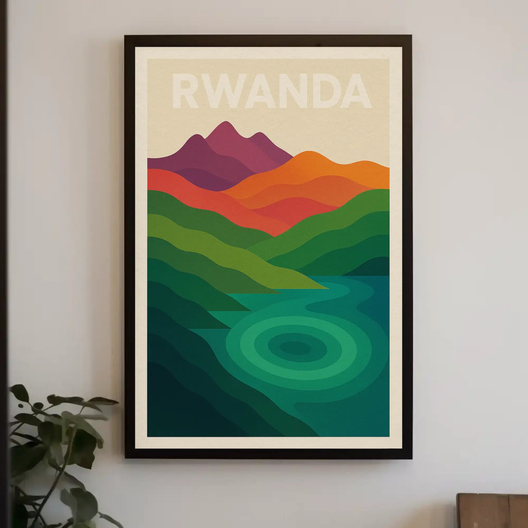 Rwanda's Serene Landscapes Modern Travel Poster PosterGoat