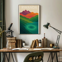Rwanda's Serene Landscapes Modern Travel Poster PosterGoat