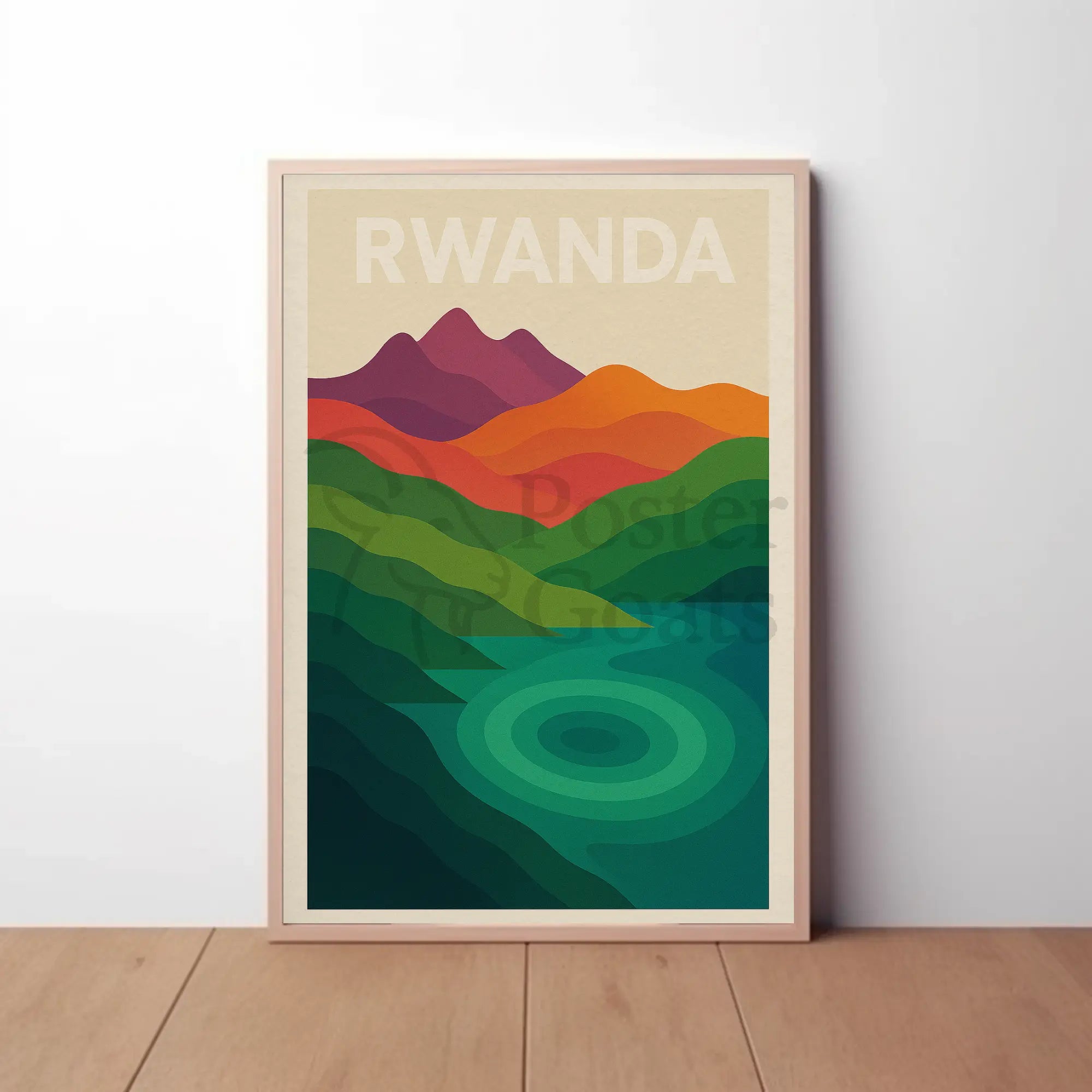 Rwanda's Serene Landscapes Modern Travel Poster PosterGoat