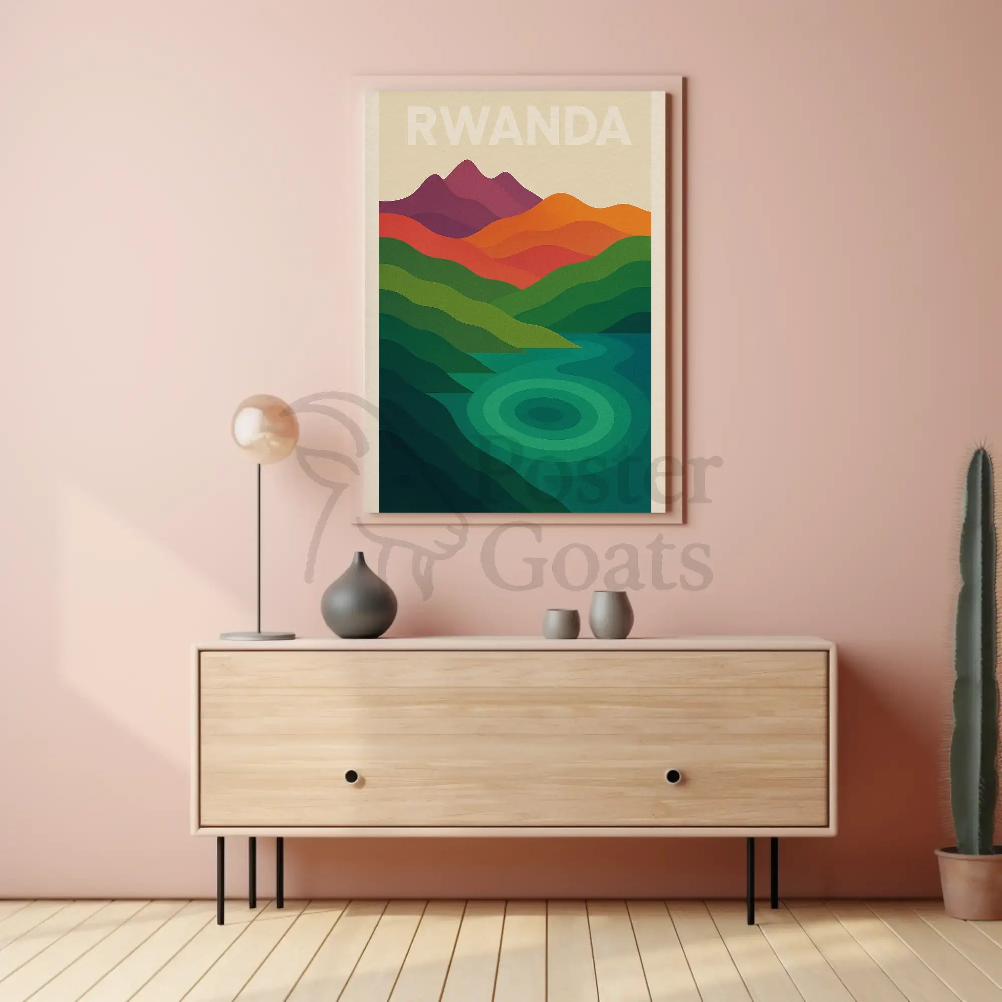 Rwanda's Serene Landscapes Modern Travel Poster PosterGoat