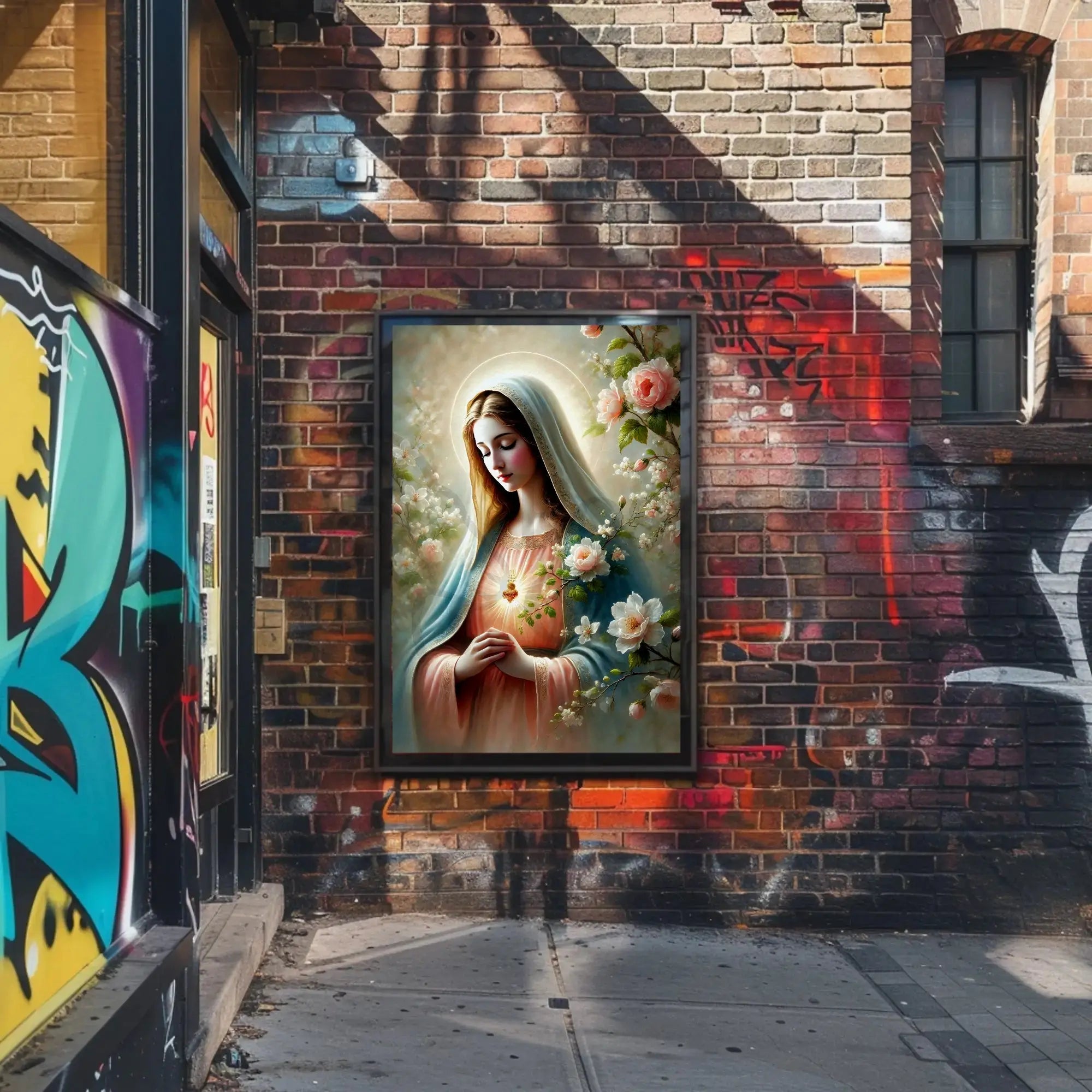 Sacred Heart Madonna Religious Art Print Poster PosterGoat