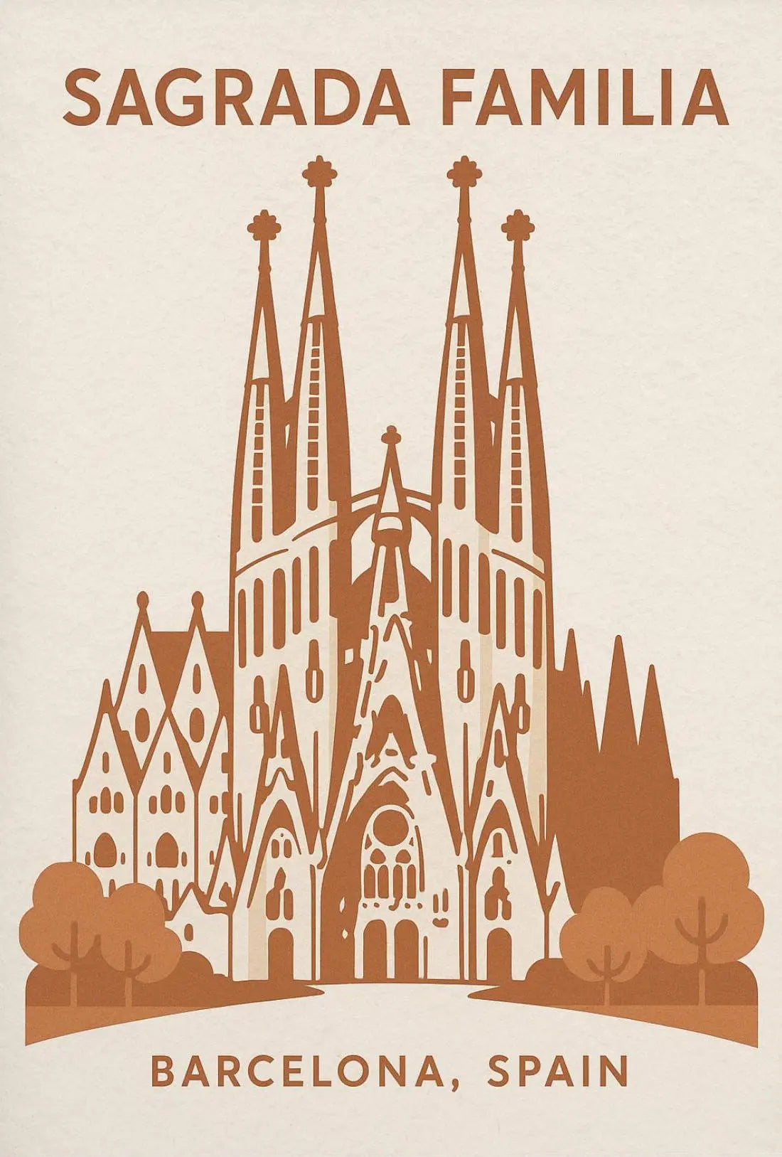 Sagrada Familia Barcelona Travel Destination Vintage Poster PosterGoat
