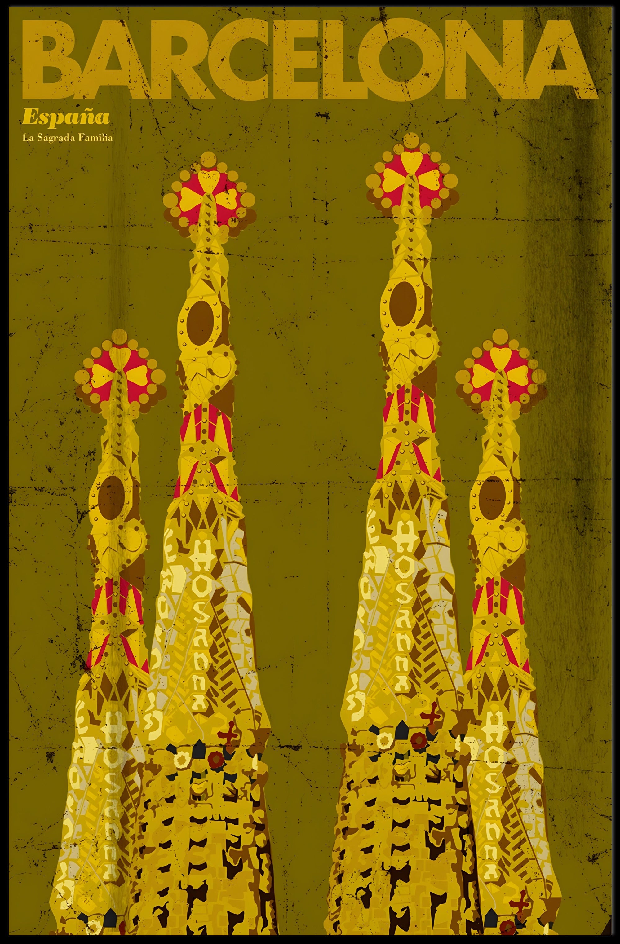 Sagrada Familia Barcelona Vintage Travel Poster PosterGoat