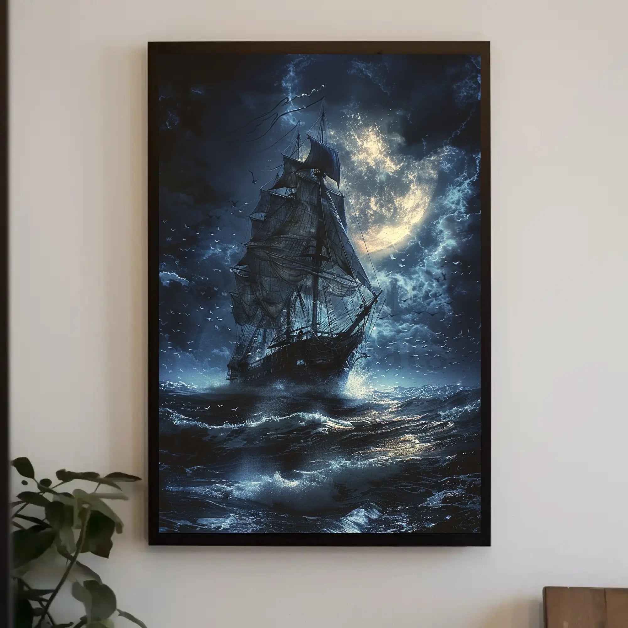Sailing Ship Night Adventure - Historical or Heritage Poster PosterGoat