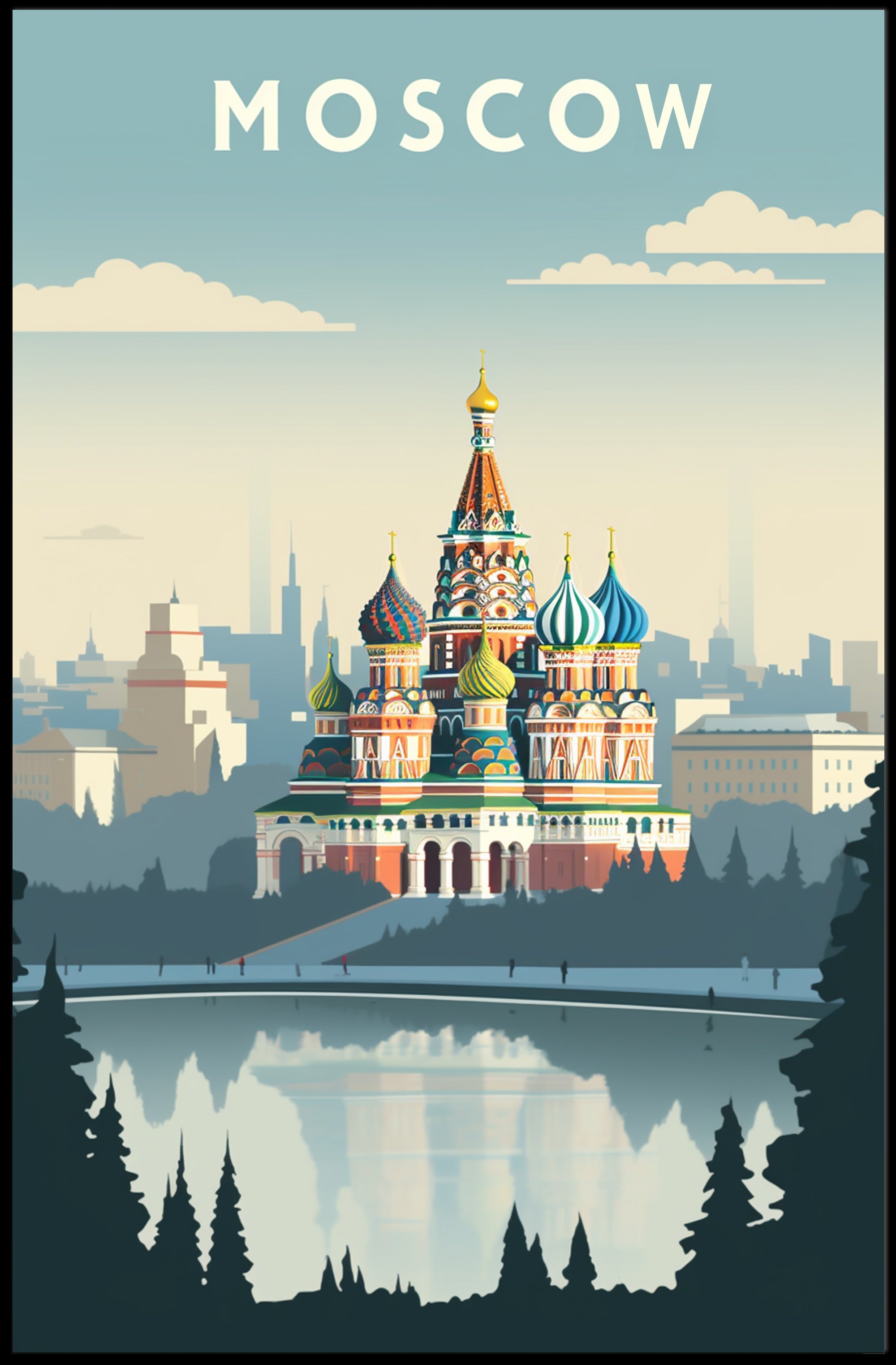 Saint Basil's Cathedral Modern Urban Cityscape Poster PosterGoat