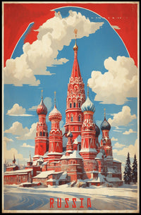 Saint Basil's Cathedral Retro Moscow Poster PosterGoat