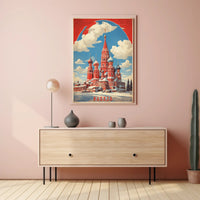 Saint Basil's Cathedral Retro Moscow Poster PosterGoat