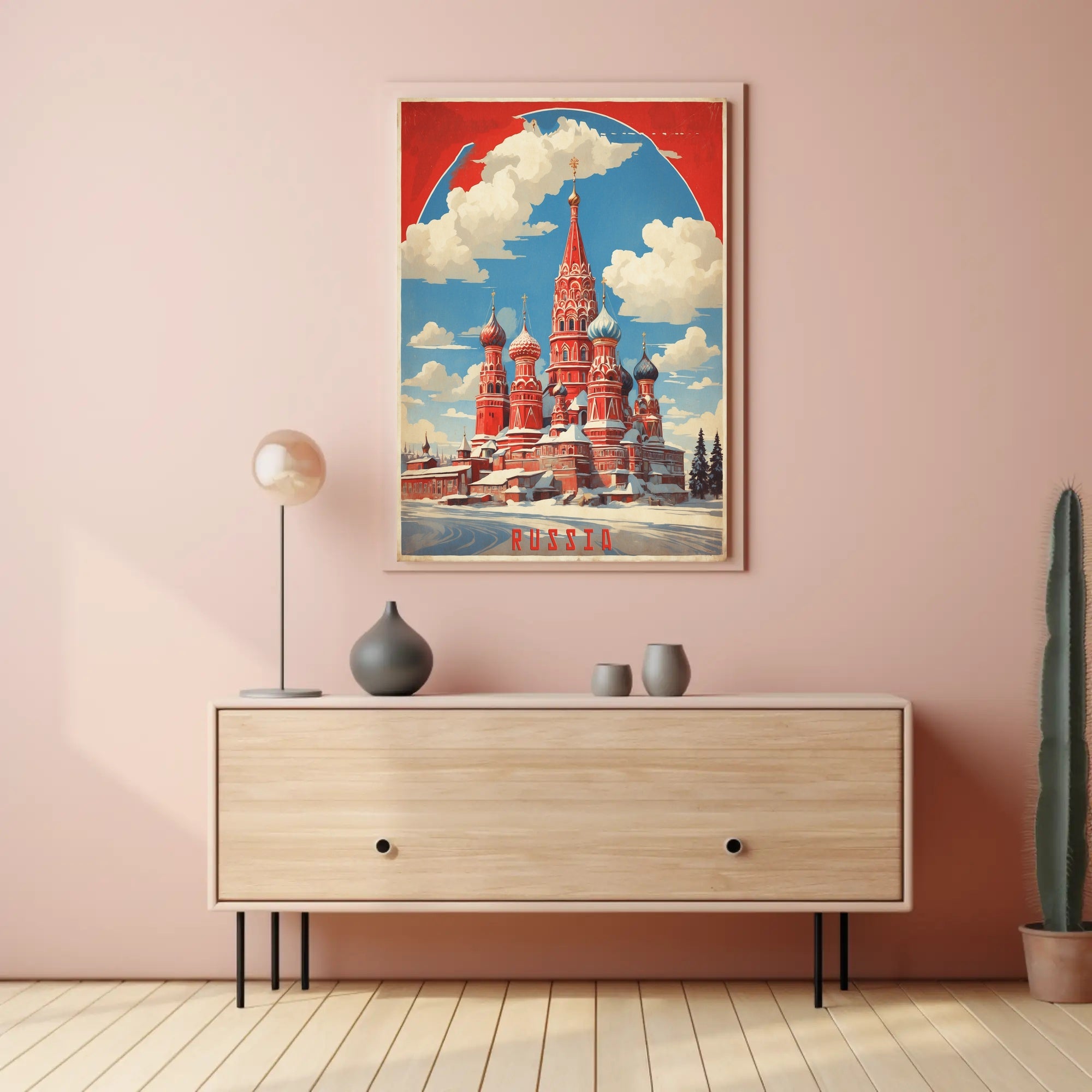 Saint Basil's Cathedral Retro Moscow Poster PosterGoat
