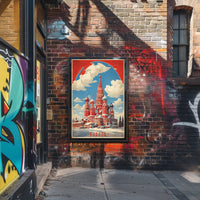 Saint Basil's Cathedral Retro Moscow Poster PosterGoat