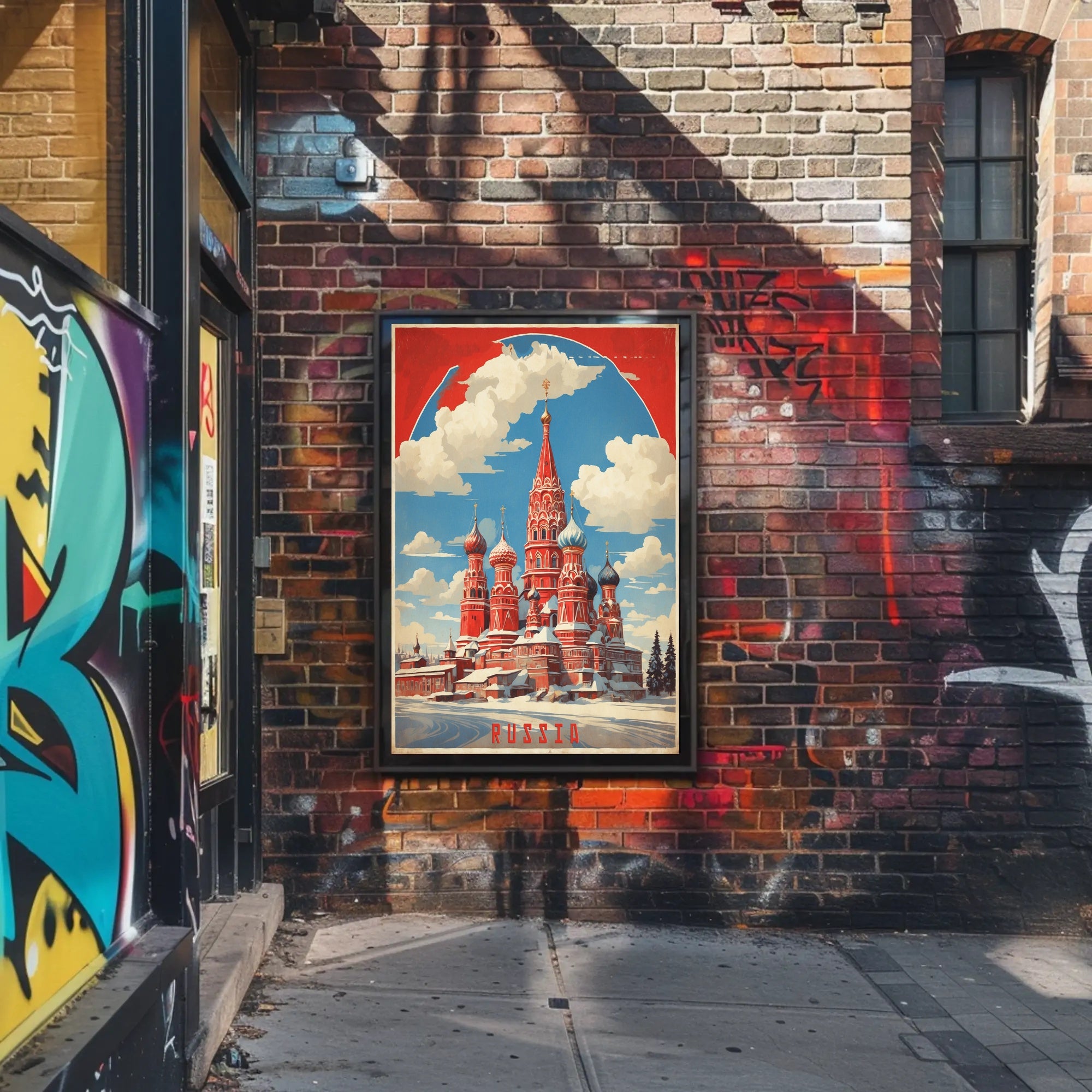 Saint Basil's Cathedral Retro Moscow Poster PosterGoat